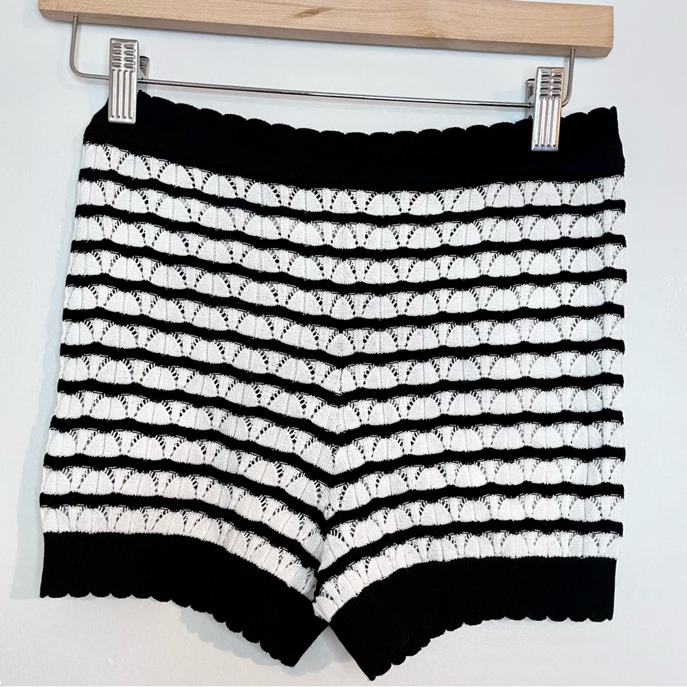 REVOLVE Black and White Striped Knit Shorts